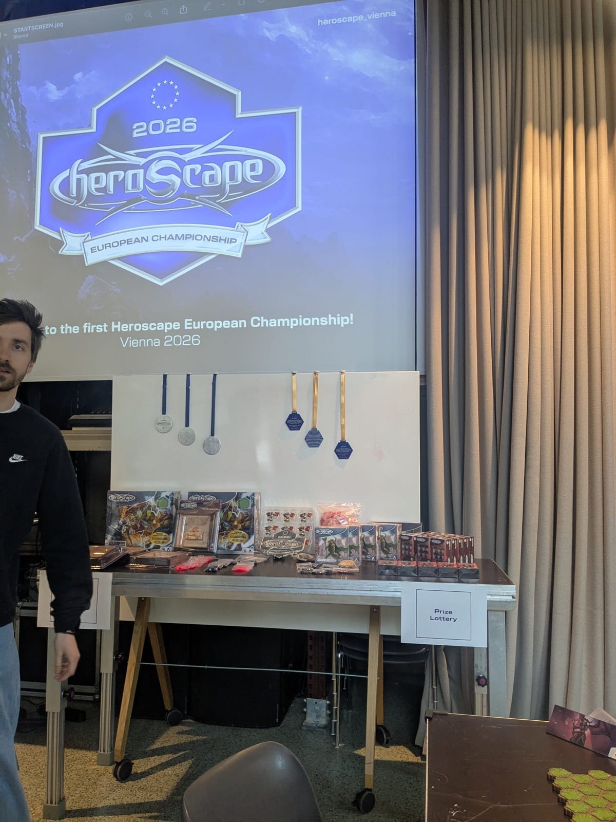 Heroscape European Championship signage at Superbude, 2026